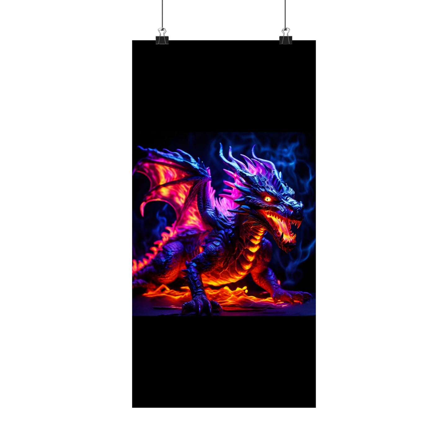 UV Black Light Reactive Neon Glow Dragon Matte Vertical Posters