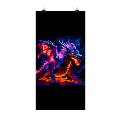 UV Black Light Reactive Neon Glow Dragon Matte Vertical Posters