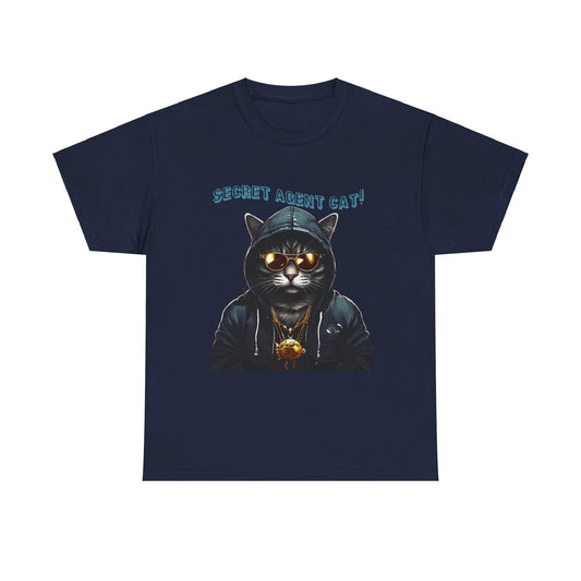 Secret Agent Cat Unisex Heavy Cotton Tee