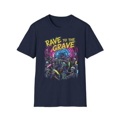 Rave to the Grave Unisex T-Shirt | Festival Wear, Halloween Costume, Gift for Party Lovers, Music Festival Tee, Graphic Shirt