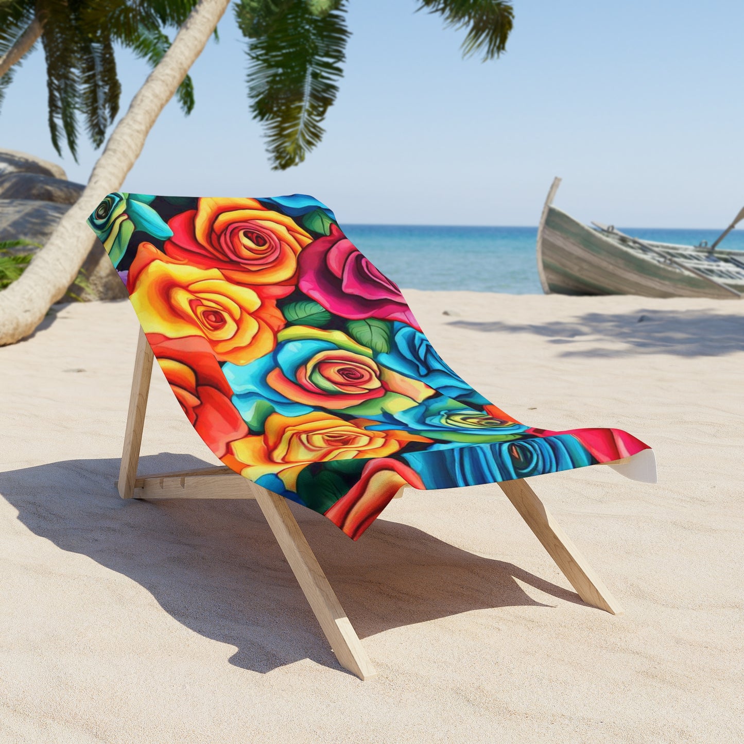 Rainbow Roses Beach Towel