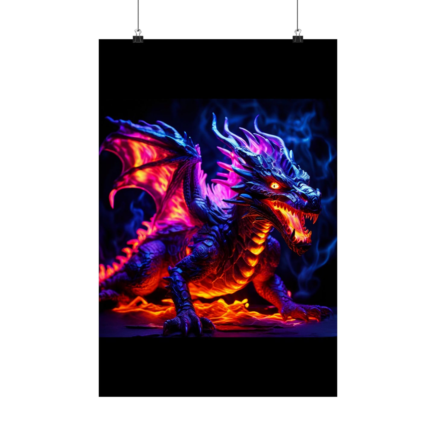 UV Black Light Reactive Neon Glow Dragon Matte Vertical Posters