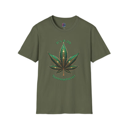 It's 420 Somewhere Vibes Unisex T-Shirt - Perfect for Cannabis Enthusiasts, Gifts, Festivals, Casual Wear, and Celebrations! - S-Mart Shop Smart Treasures