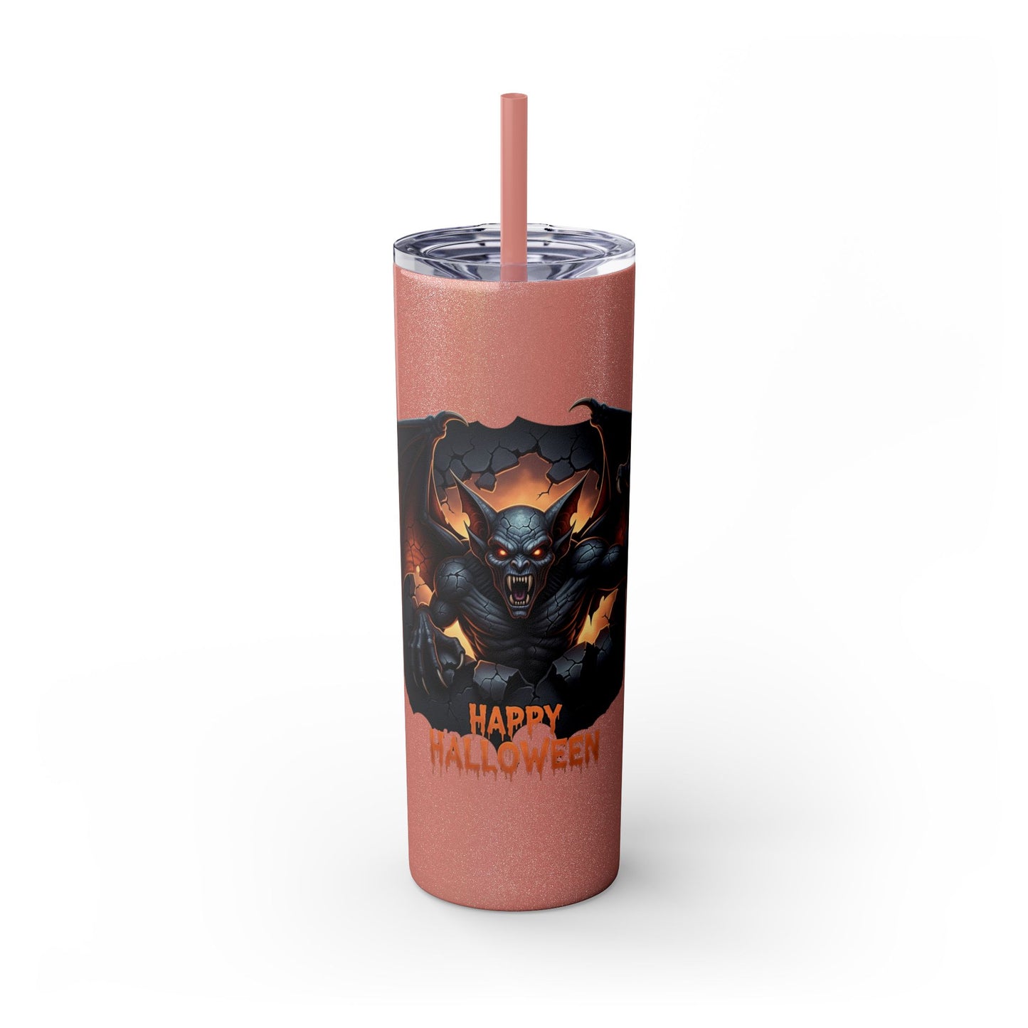 Halloween Gargoyle Skinny Tumbler with Straw, Spooky Drinkware, Perfect for Parties, Fall Decor, Trick or Treat Gifts