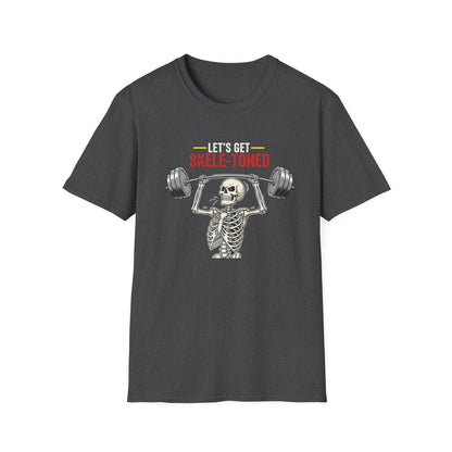 Let's Get Skele-Toned Halloween T-Shirt | Funny Fitness Tee, Unisex Halloween Apparel, Spooky Gym Shirt, Skeleton Workout Top, Unique Gift