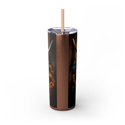 Highland Cow Skinny Tumbler with Straw, 20oz