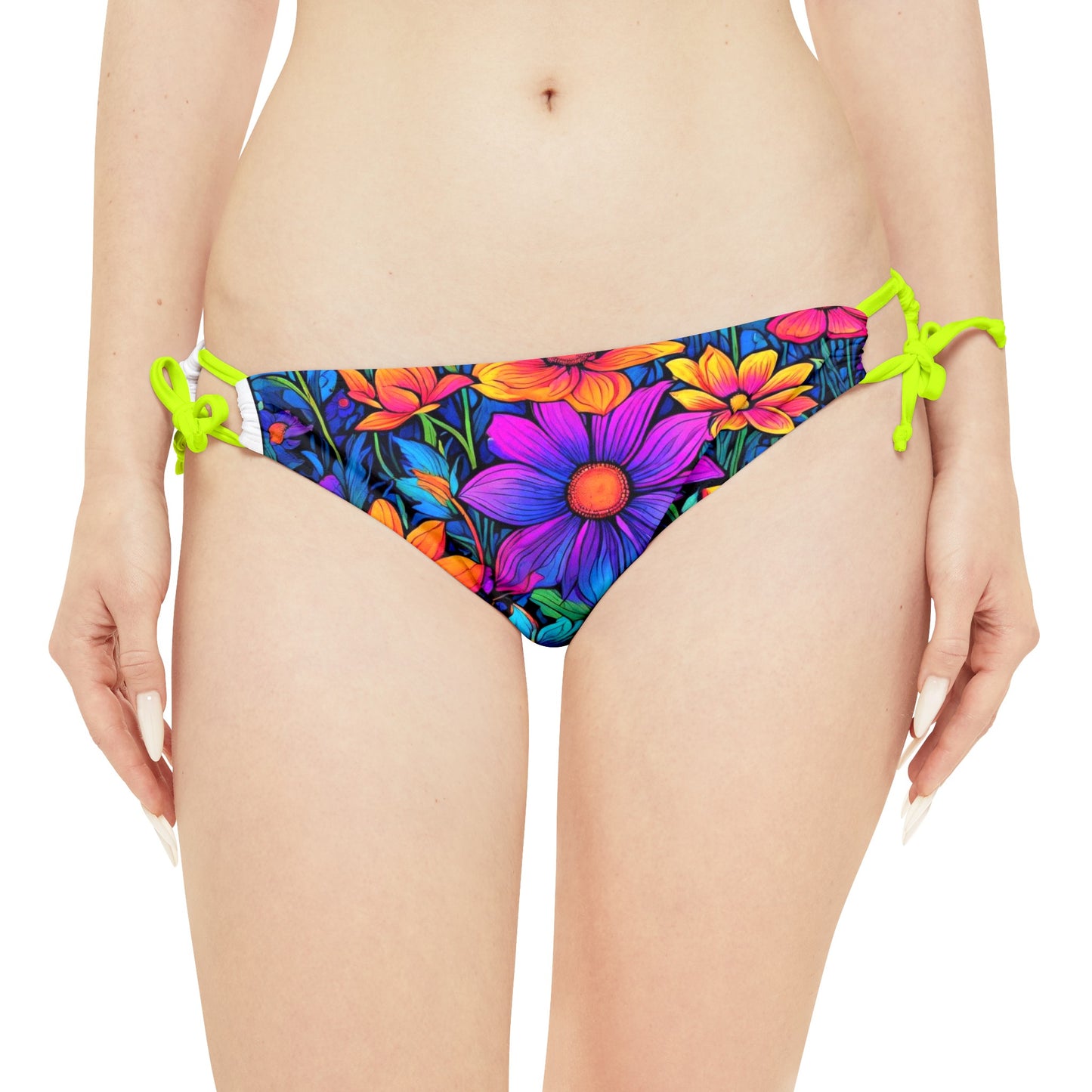 Psychedelic flower power child Loop Tie Side Bikini Bottom (AOP)