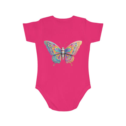 Cute Baby Animal Bodysuit with Colorful Tiger and Butterfly Designs