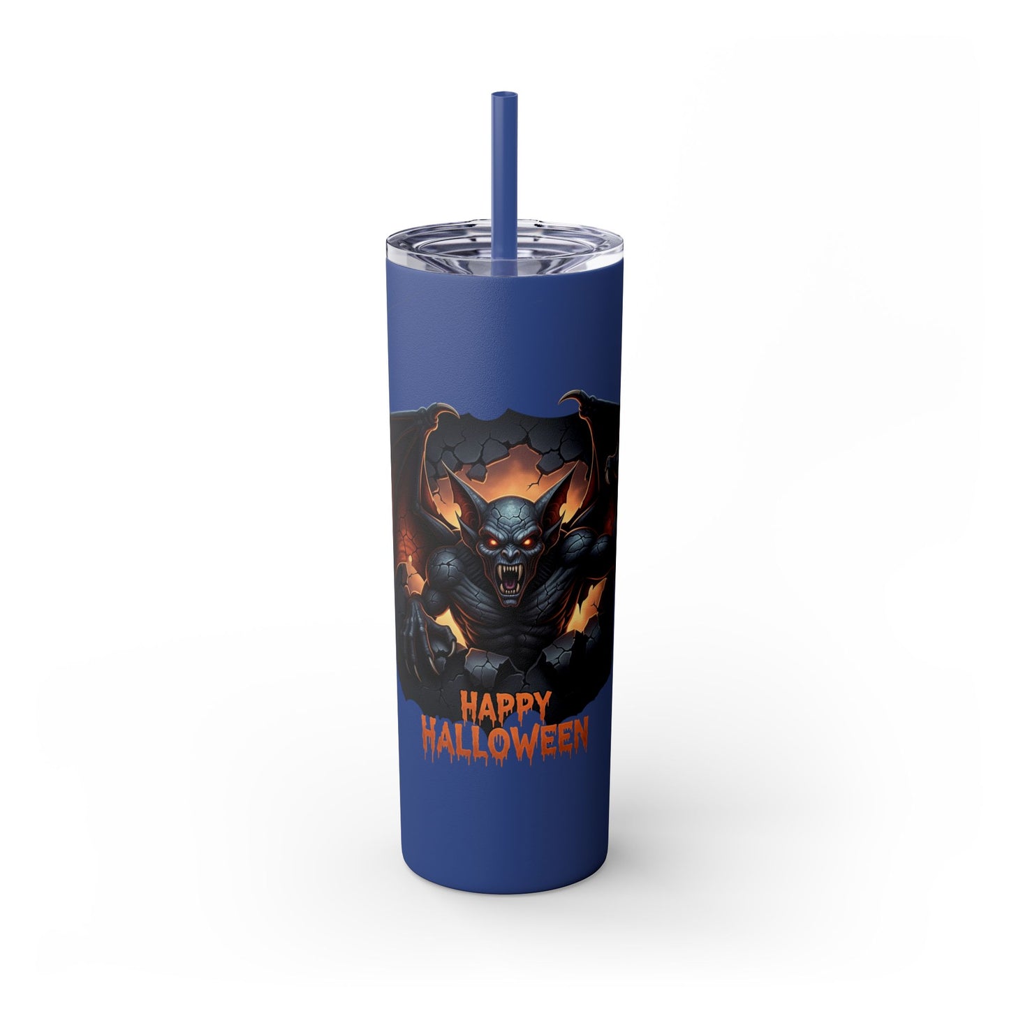 Halloween Gargoyle Skinny Tumbler with Straw, Spooky Drinkware, Perfect for Parties, Fall Decor, Trick or Treat Gifts
