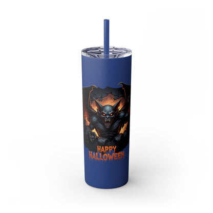 Halloween Gargoyle Skinny Tumbler with Straw, Spooky Drinkware, Perfect for Parties, Fall Decor, Trick or Treat Gifts