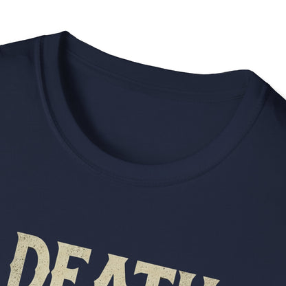 Humorous Graphic T-Shirt for Coffee Lovers, Funny Death Before Decaf Tee, Gift for Baristas, Halloween Apparel, Unisex Softstyle Shirt