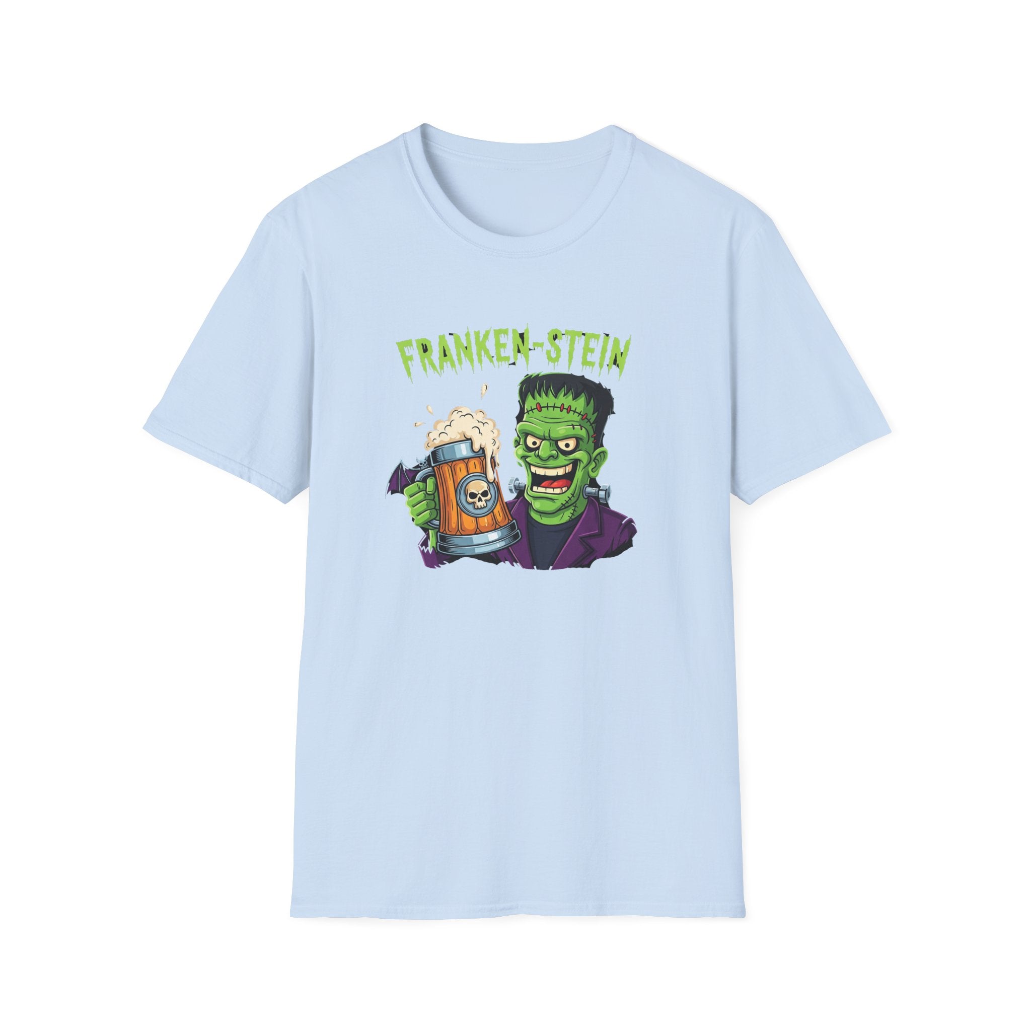 Franken-stein Beer T-Shirt, Spooky Halloween Apparel, Unisex Graphic Tee, Monster Mash Party Shirt, Halloween Costume Top, Beer Lover Gift