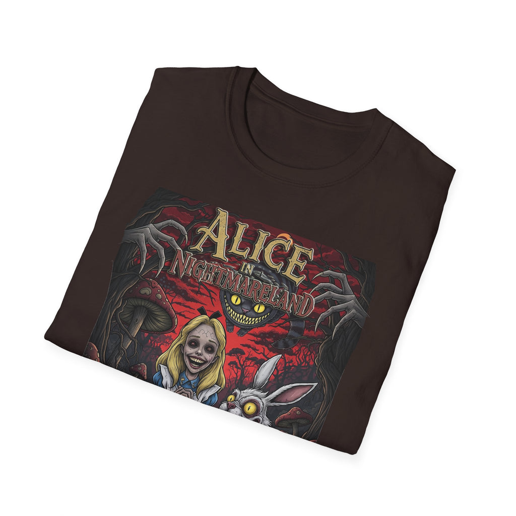 Alice in Nightmareland T-Shirt, Unisex Graphic Tee, Horror Theme Shirt, Perfect for Halloween, Alice in Wonderland Fans, Gift Idea