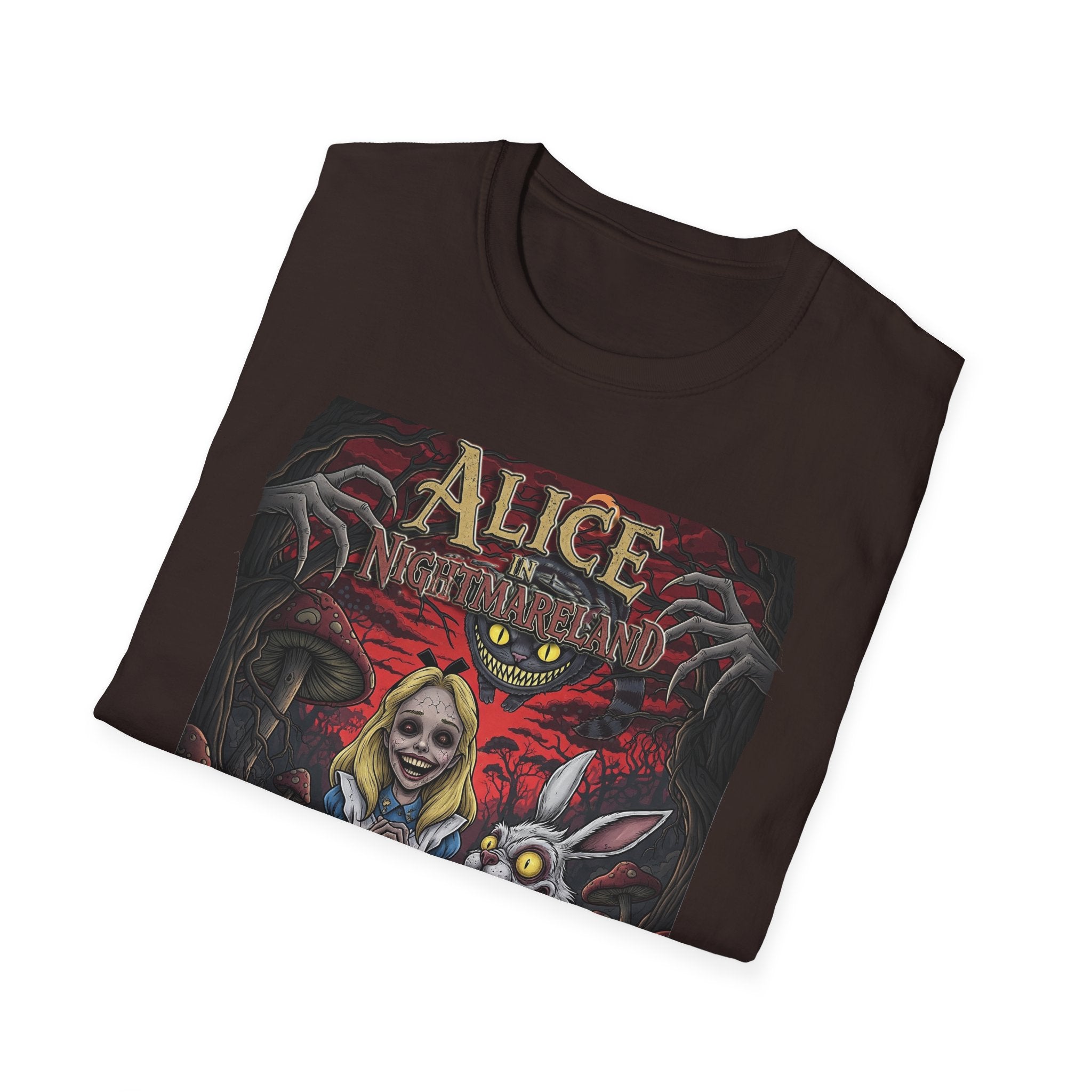 Alice in Nightmareland T-Shirt, Unisex Graphic Tee, Horror Theme Shirt, Perfect for Halloween, Alice in Wonderland Fans, Gift Idea
