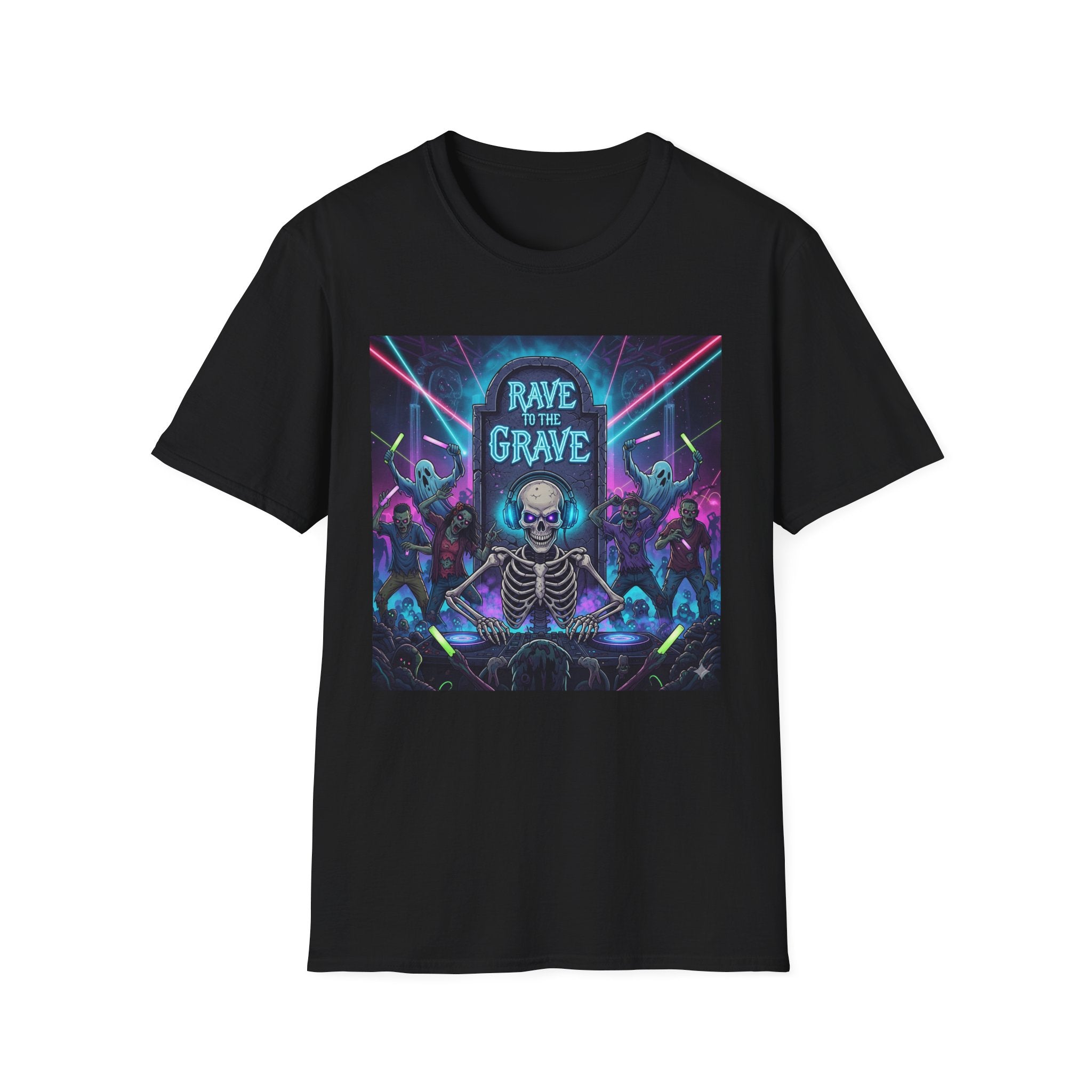 Rave to the Grave T-Shirt | Unisex Graphic Tee, Festival Wear, Halloween Costume, Edgy Apparel, Music Lovers