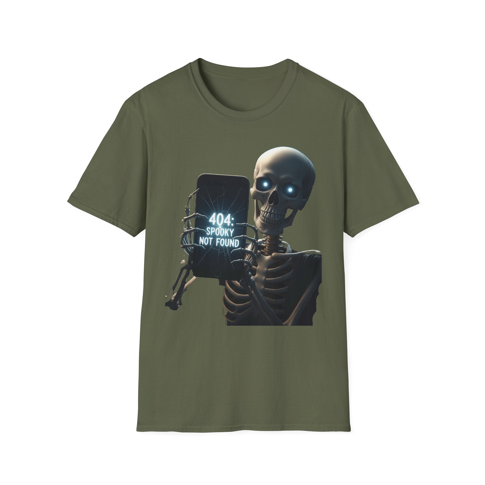 404 Spooky Not Found Skeleton T-Shirt, Halloween Tee, Unisex Graphic Shirt, Casual Wear, Fun Halloween Gift