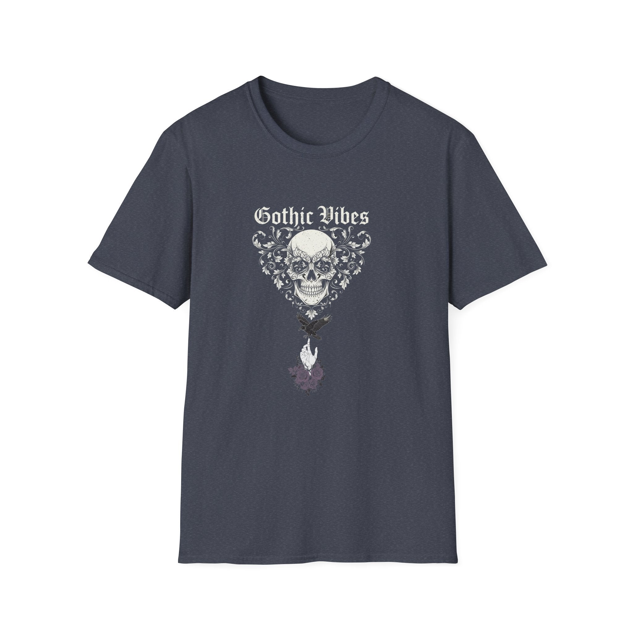 Gothic Vibes T-Shirt, Unisex Softstyle Tee for Alternative Style, Dark Aesthetic Apparel, Great for Festivals and Halloween