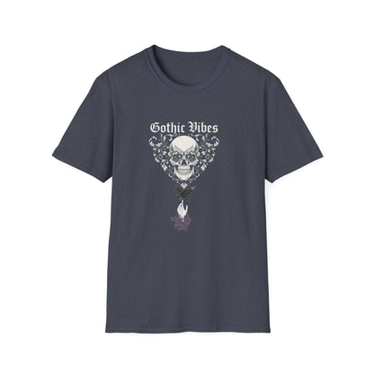 Gothic Vibes T-Shirt, Unisex Softstyle Tee for Alternative Style, Dark Aesthetic Apparel, Great for Festivals and Halloween