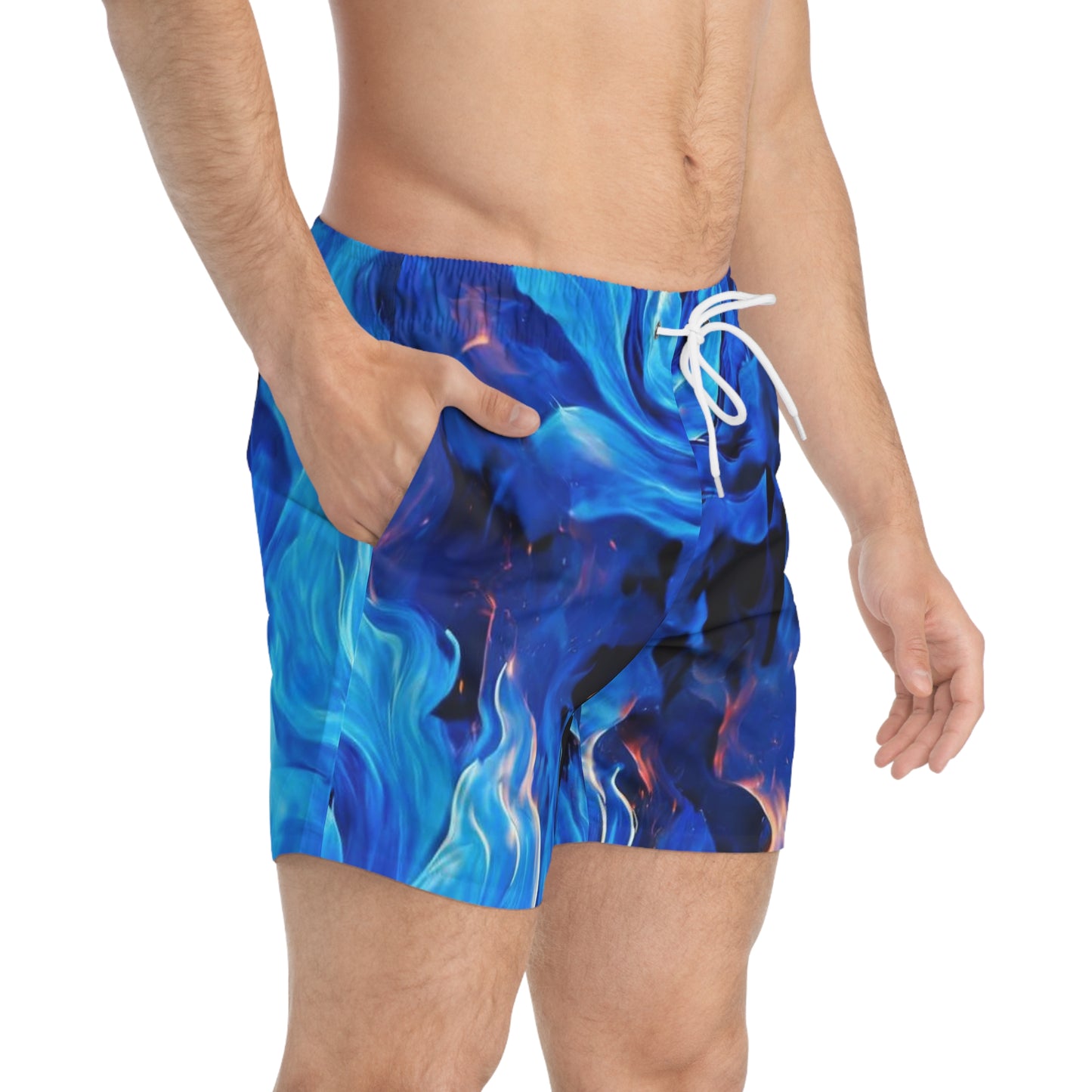 Blue Fire Swim Trunks (AOP)