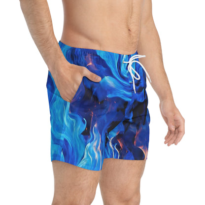 Blue Fire Swim Trunks (AOP)