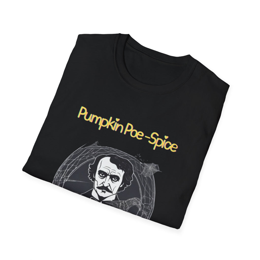 Pumpkin Poe-Spice Unisex Softstyle T-Shirt, Autumn Tee, Edgar Allan Poe Fans, Halloween Gift, Cozy Fall Apparel, Literary T-Shirt