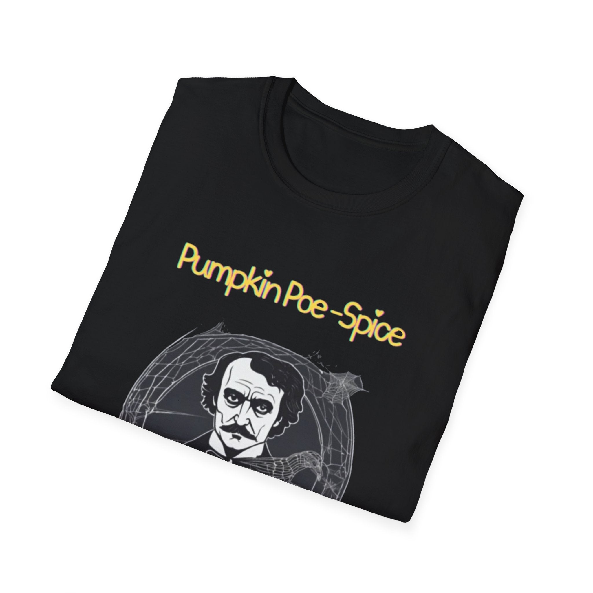 Pumpkin Poe-Spice Unisex Softstyle T-Shirt, Autumn Tee, Edgar Allan Poe Fans, Halloween Gift, Cozy Fall Apparel, Literary T-Shirt