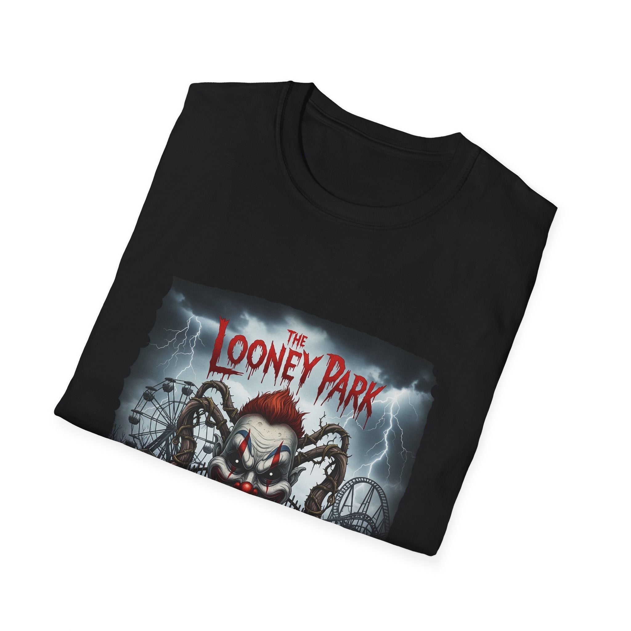 The Looney Park Creepy Carnival Unisex T-Shirt, Halloween Shirt, Horror Fan Gift, Spooky Tee, Festival Wear, Looney Park Merch