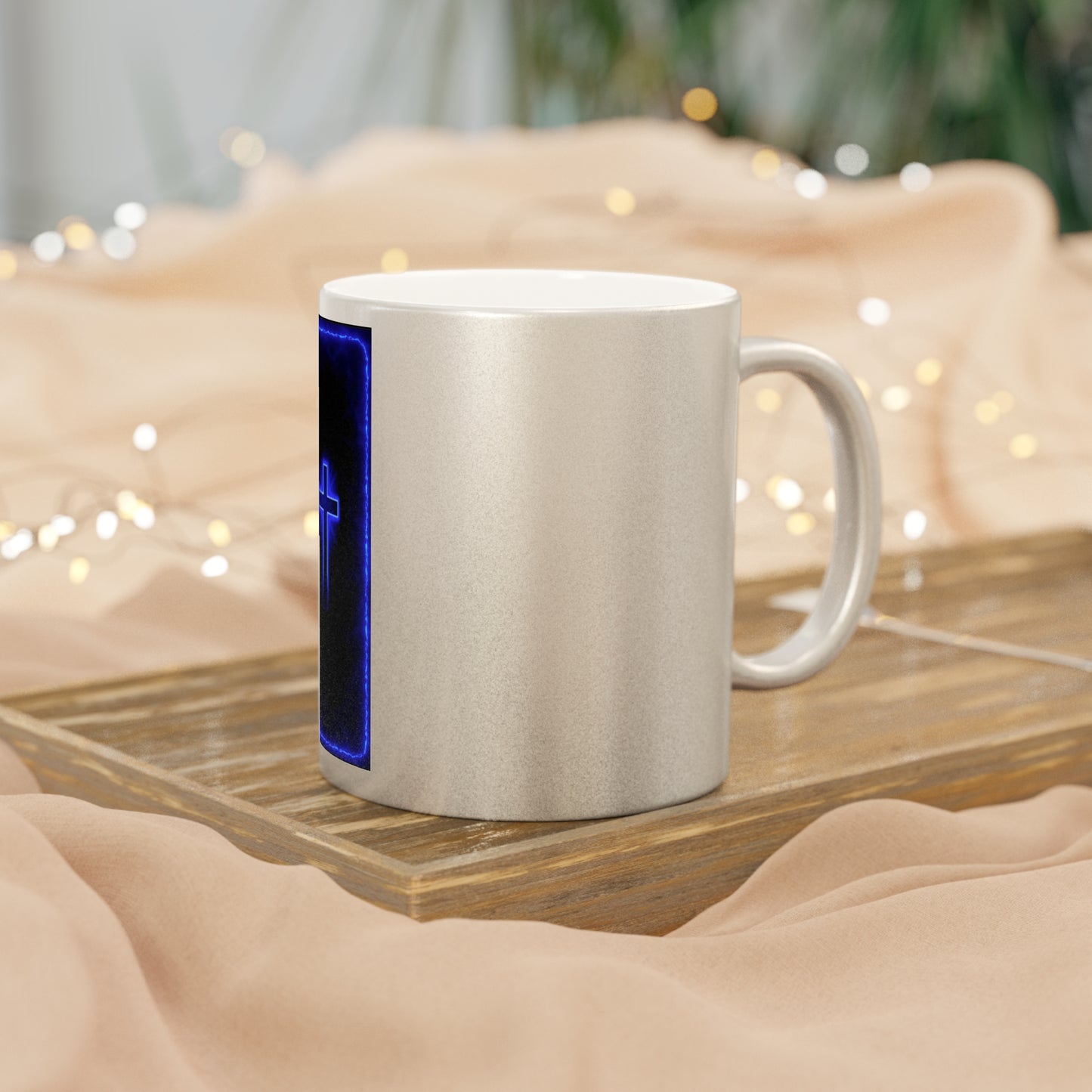 Blue Cross Metallic Mug (Silver\Gold)