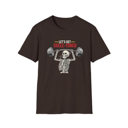 Let's Get Skele-Toned Halloween T-Shirt | Funny Fitness Tee, Unisex Halloween Apparel, Spooky Gym Shirt, Skeleton Workout Top, Unique Gift