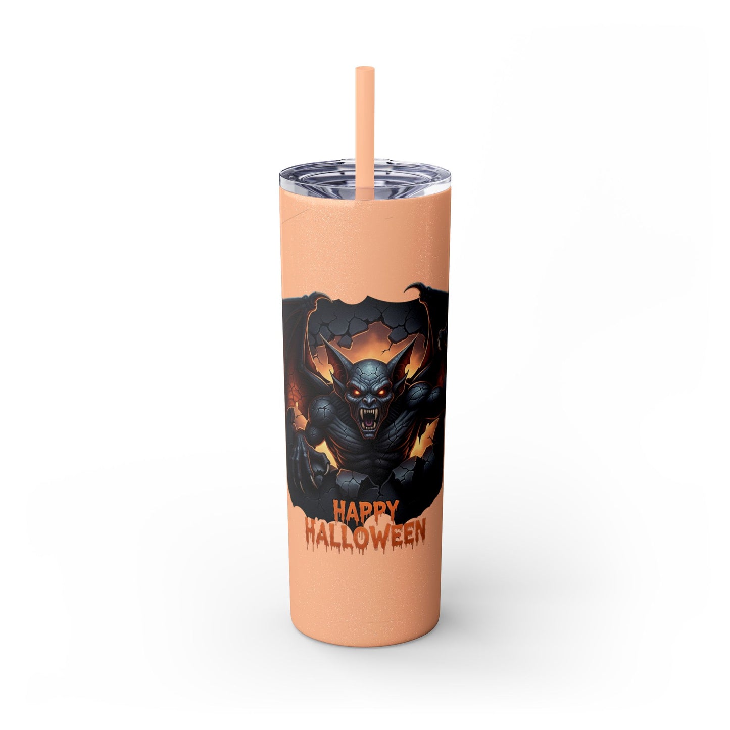 Halloween Gargoyle Skinny Tumbler with Straw, Spooky Drinkware, Perfect for Parties, Fall Decor, Trick or Treat Gifts