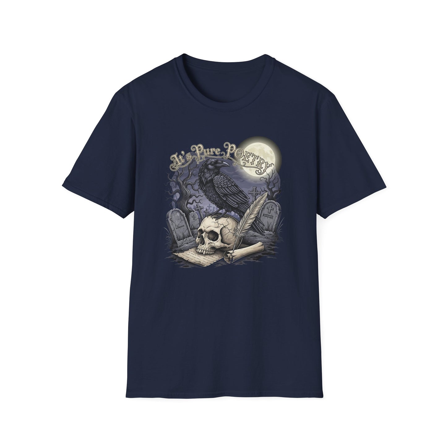 Gothic Its Pure POEtry  Graphic T-Shirt, Unisex Softstyle Tee for Halloween, Horror Fans, Casual Wear, Gift for Occasions