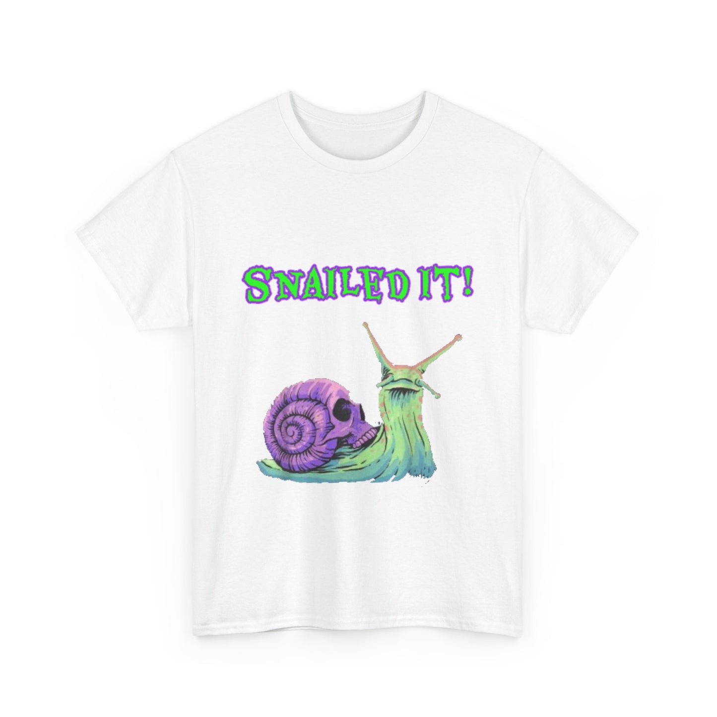 Snail Themed Unisex Heavy Cotton Tee - "Snailed It!" T-Shirt for Fun Loving Individuals