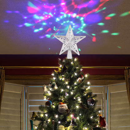 Christmas Tree Top Light Star Snowflake Shape LED Laser Projector Lights Christmas Tree Ornament