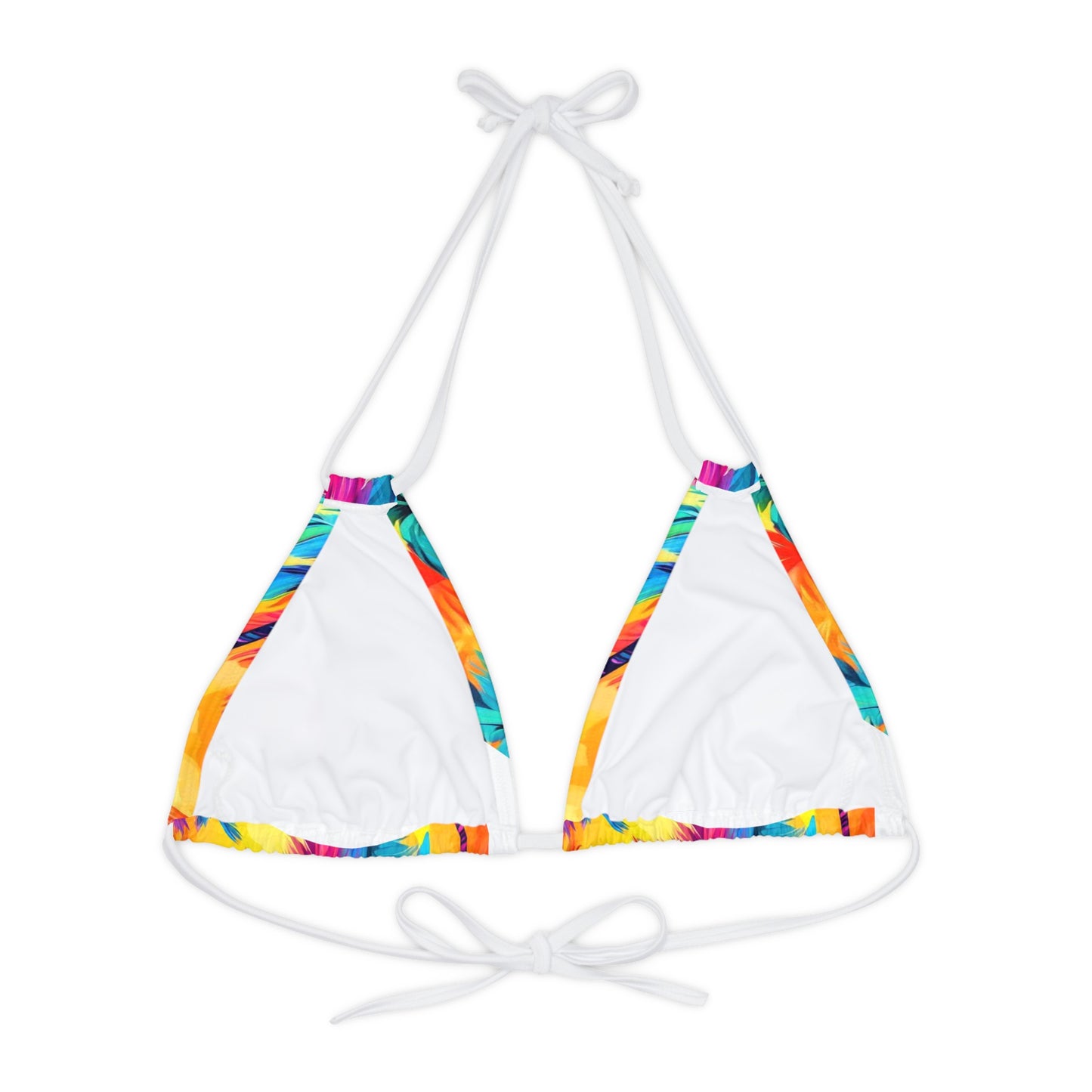 Rainbow Palm Strappy Triangle Bikini Top (AOP)