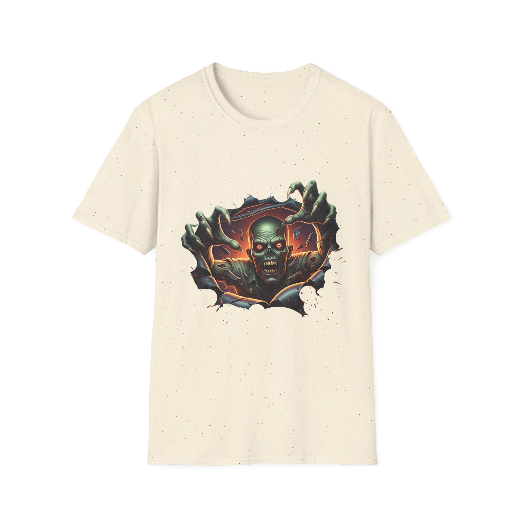 3D Spooky Zombie Graphic T-Shirt, Halloween Shirt, Unisex Softstyle Tee, Gift for Horror Fans, Casual Wear, Creepy Apparel