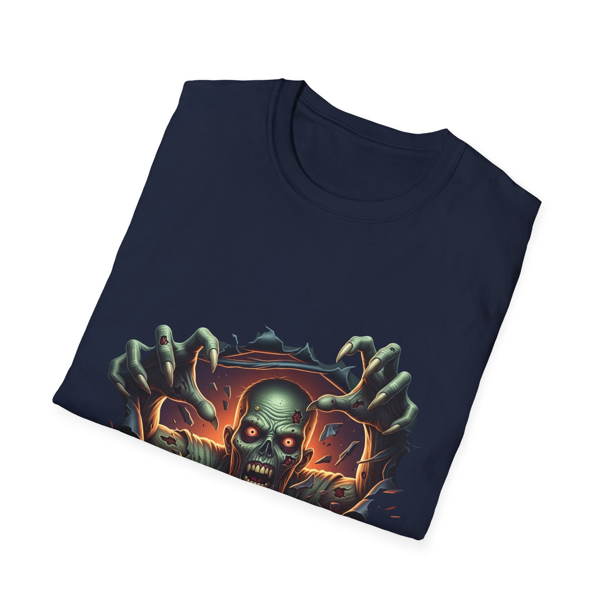 3D Spooky Zombie Graphic T-Shirt, Halloween Shirt, Unisex Softstyle Tee, Gift for Horror Fans, Casual Wear, Creepy Apparel