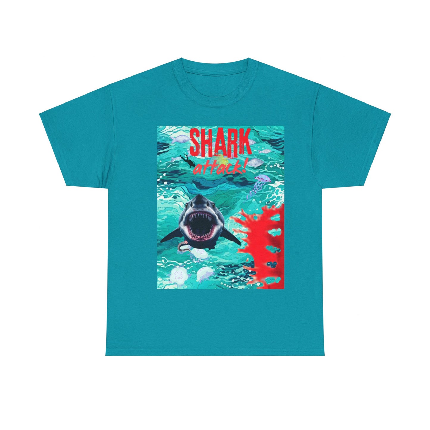 Mens Shark Attack Unisex Heavy Cotton Tee