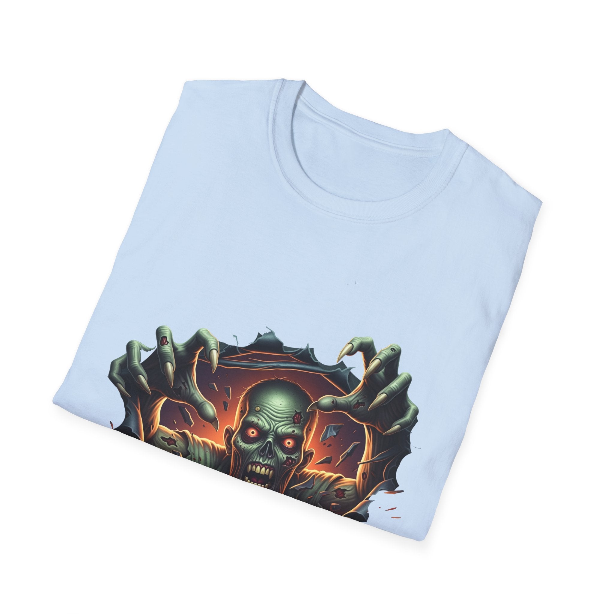 3D Spooky Zombie Graphic T-Shirt, Halloween Shirt, Unisex Softstyle Tee, Gift for Horror Fans, Casual Wear, Creepy Apparel