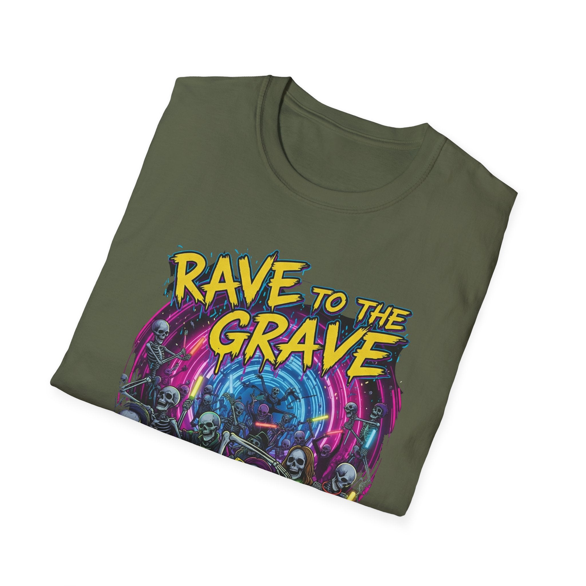Rave to the Grave Unisex T-Shirt | Festival Wear, Halloween Costume, Gift for Party Lovers, Music Festival Tee, Graphic Shirt