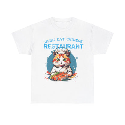 Sushi Cat Chinese Unisex Heavy Cotton Tee