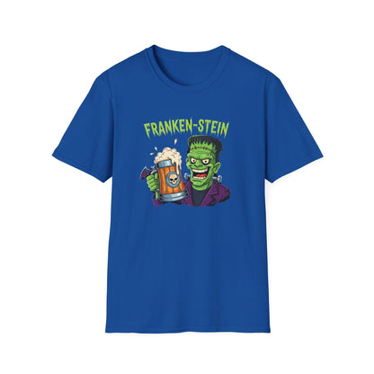 Franken-stein Beer T-Shirt, Spooky Halloween Apparel, Unisex Graphic Tee, Monster Mash Party Shirt, Halloween Costume Top, Beer Lover Gift