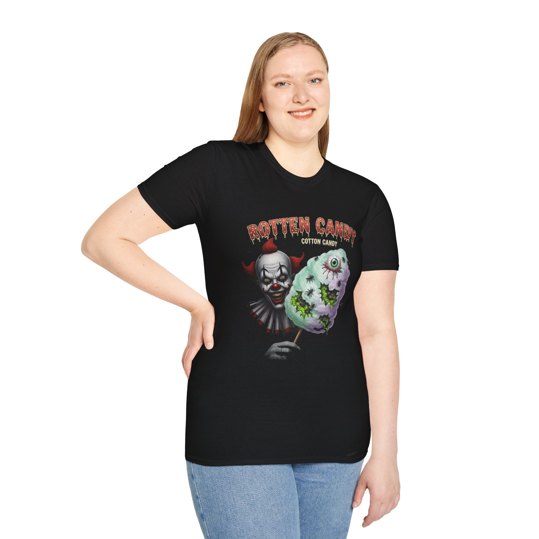 Rotten Candy Clown T-Shirt | Halloween Apparel, Unisex Graphic Tee, Spooky Shirt, Fun Costume Top, Carnival Theme Gift