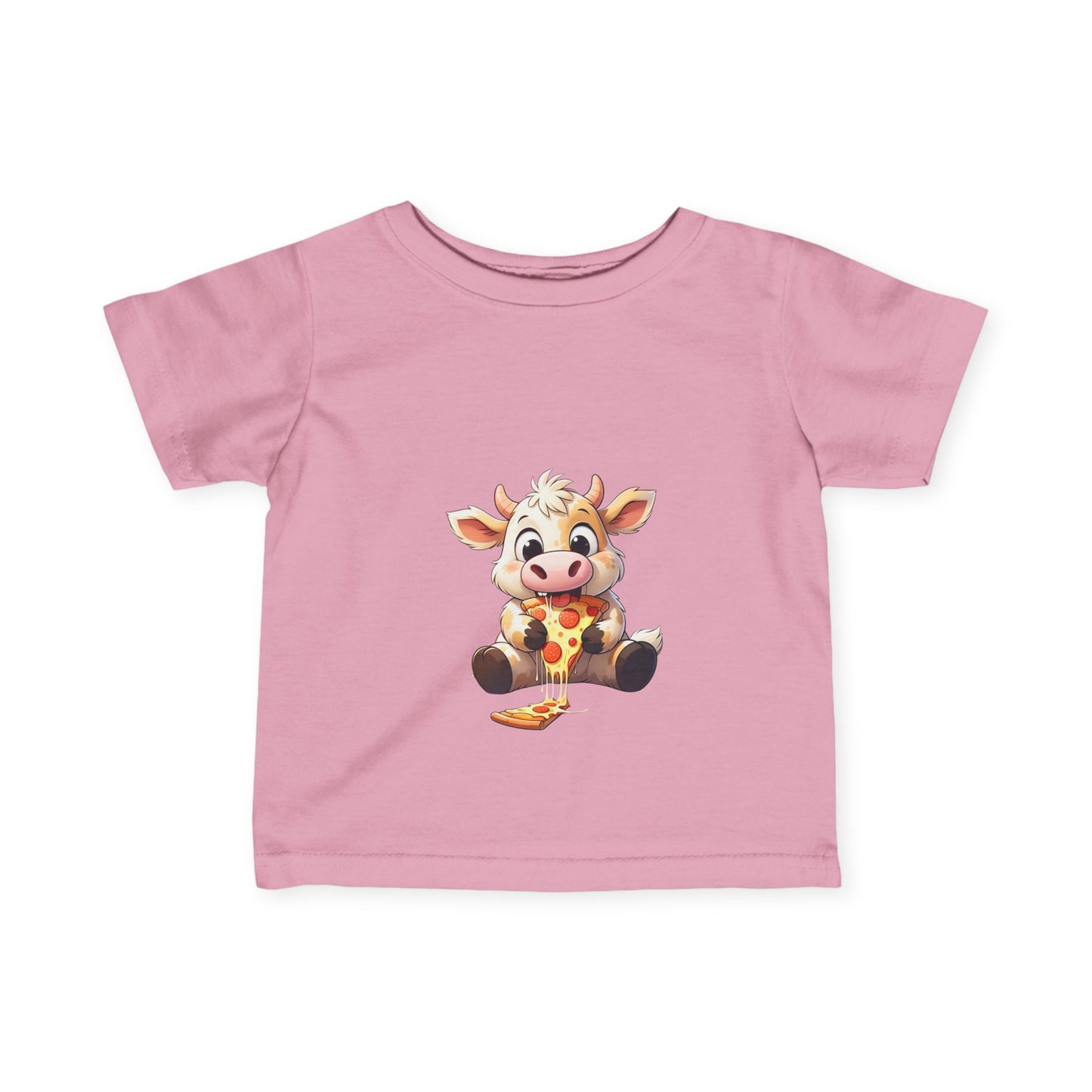Cute Pizza Cow Design Infant Tee - Fun and Playful Baby Shirt