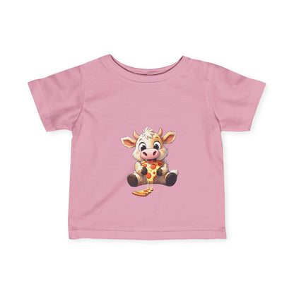 Cute Pizza Cow Design Infant Tee - Fun and Playful Baby Shirt