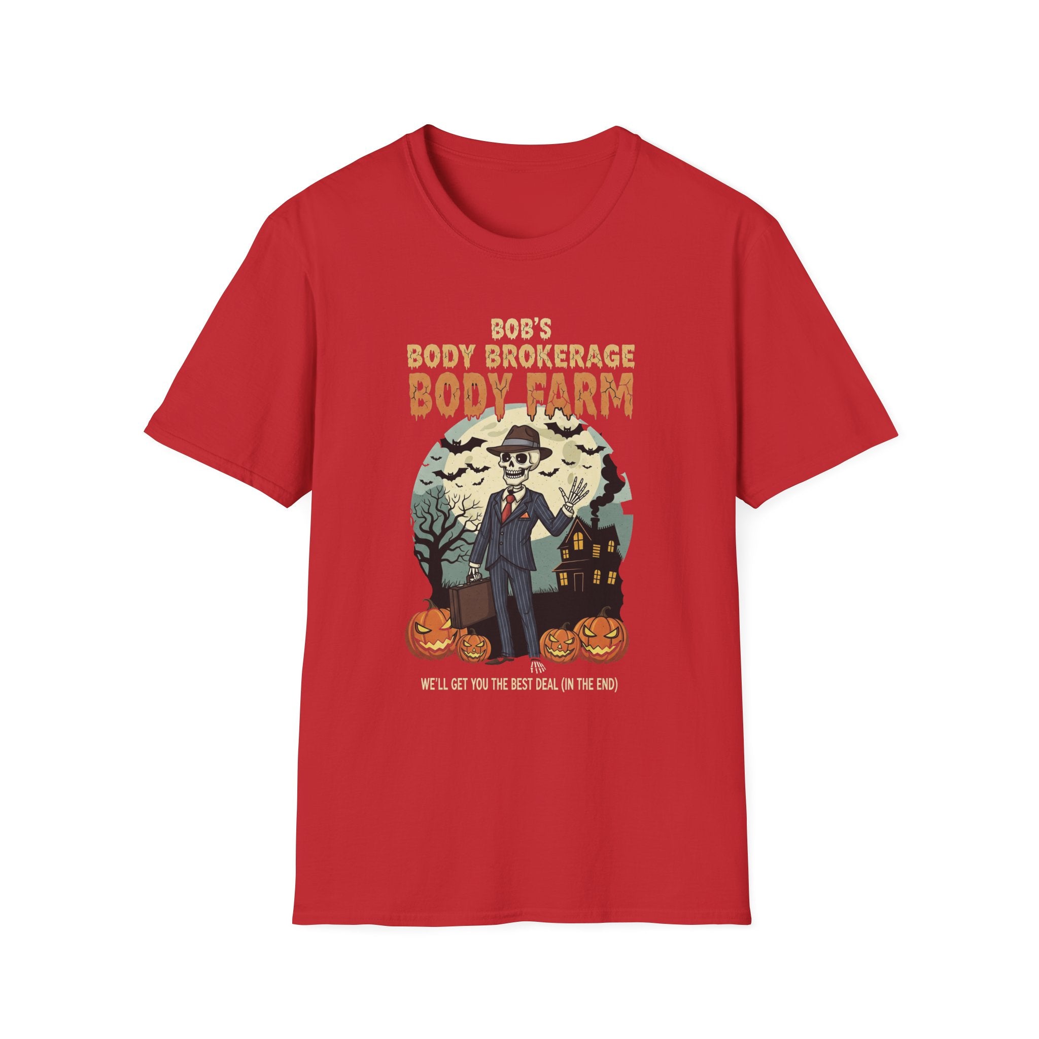Halloween Bobs Body Brokerage Body Farm Best Deal In The End T-Shirt, Unisex Softstyle Tee, Body Farm Graphic Shirt, Halloween Party Wear, Unique Gift for Halloween Lovers