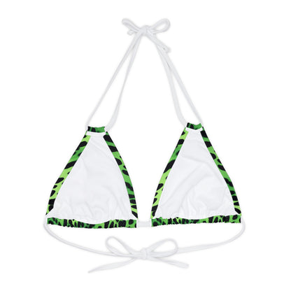 Green Leopard Strappy Triangle Bikini Top (AOP)