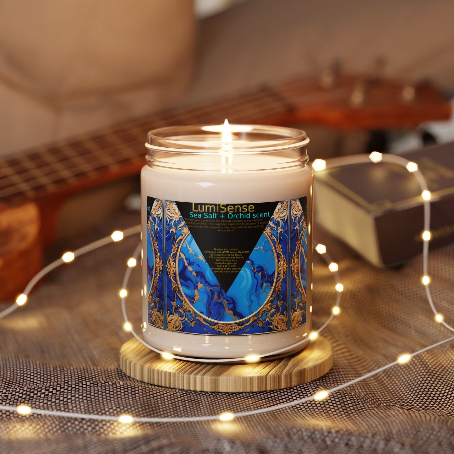 LumiSense Sea Salt + Orchid Scented Soy Candle - 9oz Aromatherapy Candle for Relaxation and Home Decor
