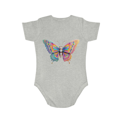 Cute Baby Animal Bodysuit with Colorful Tiger and Butterfly Designs