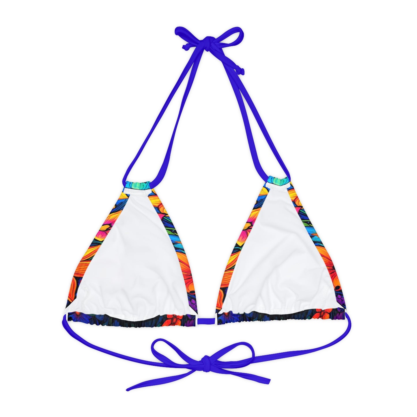 Psychedelic Flower Power Strappy Triangle Bikini Top (AOP)