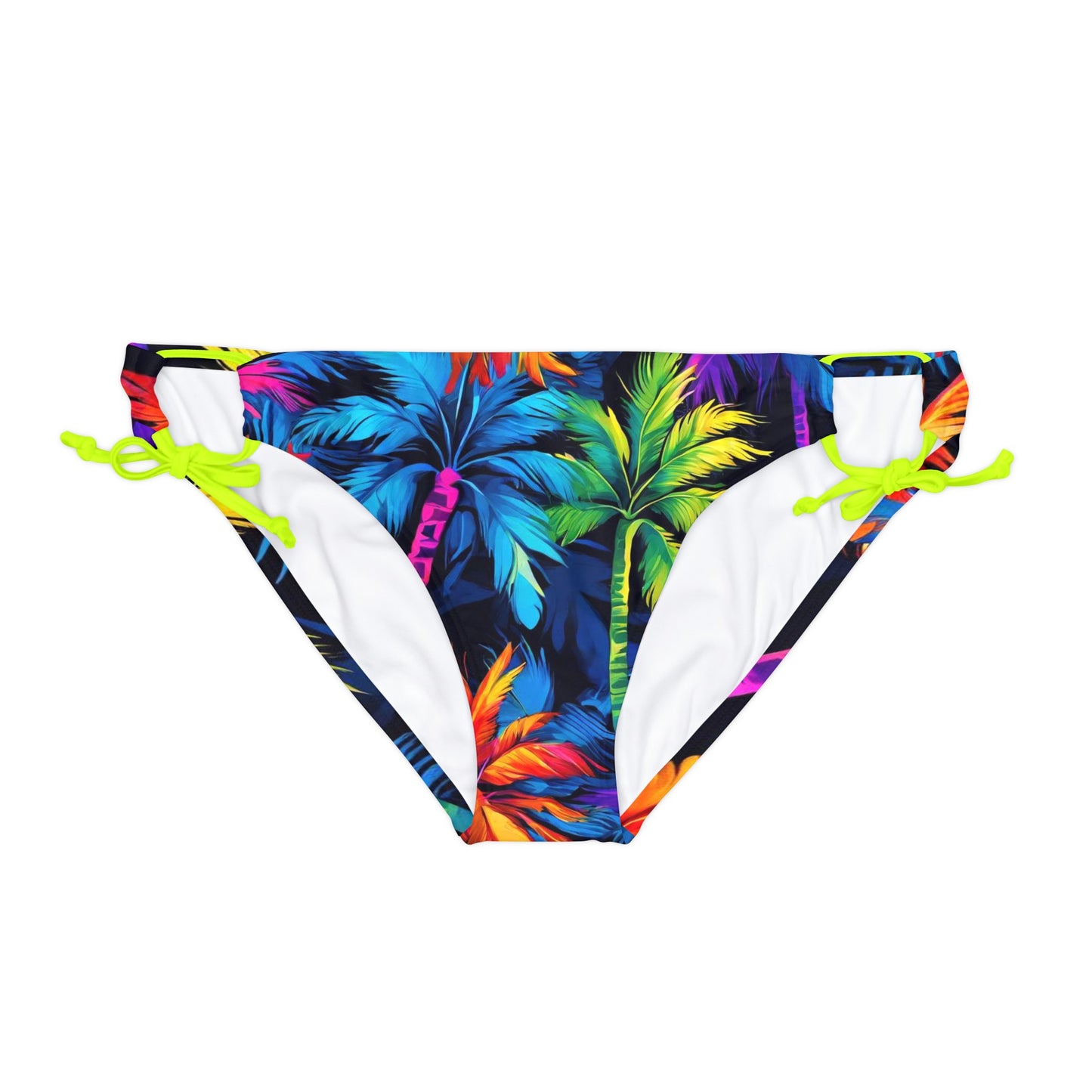 Dark Palm Loop Tie Side Bikini Bottom (AOP)